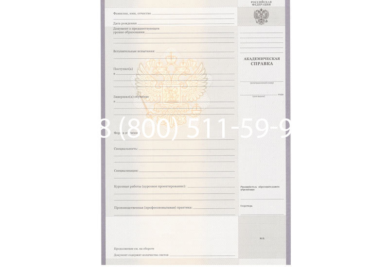 Купить Академическая справка образца 2010-2011 год для колледжа в Магнитогорске